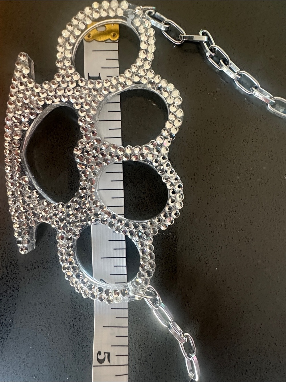 Silver Crystal Statement brass knuckles Necklace - Women Jewelry - Picture 2 of 2